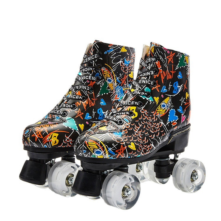 Foreign Trade Amazon Skates Adult 2021 New Double Row Four-Wheel Full Set Color Flash Roller Skating the Skating Shoes