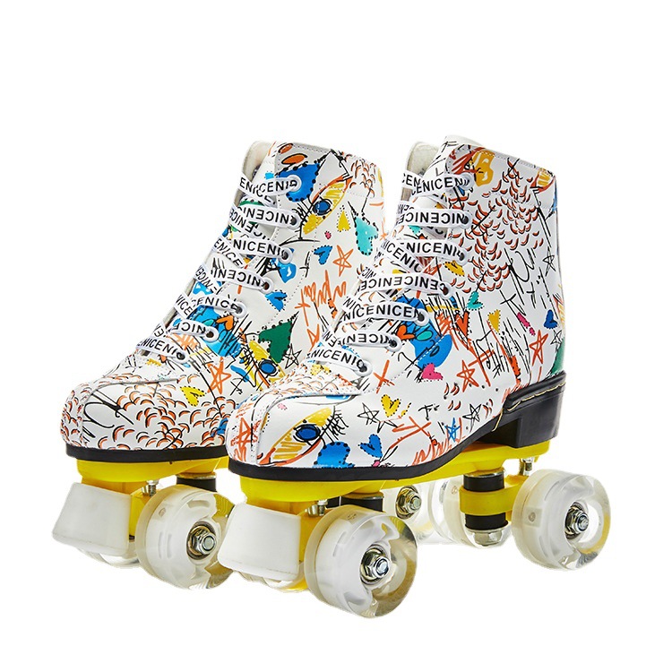 Foreign Trade Amazon Skates Adult 2021 New Double Row Four-Wheel Full Set Color Flash Roller Skating the Skating Shoes