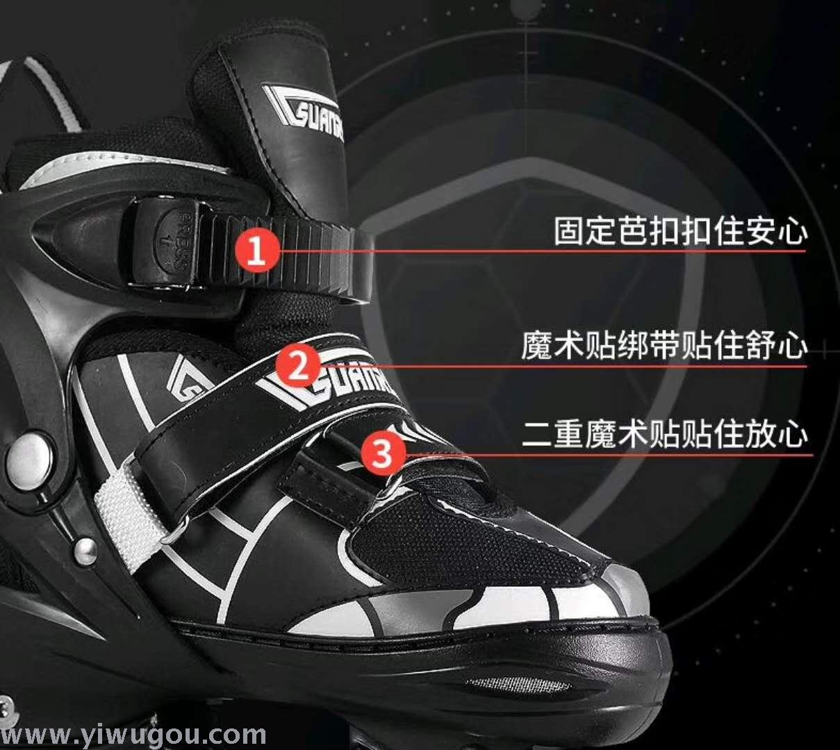 2018 new flash roller skates children's roller skates high impact pu wear wheel.