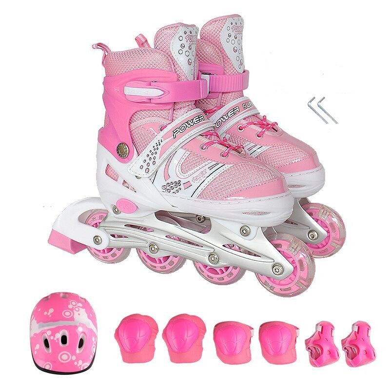 Factory Direct Sales Children the Skating Shoes Flash Skates Adult Roller Skating Roller Skates Adjustable Men and Women in Stock Wholesale
