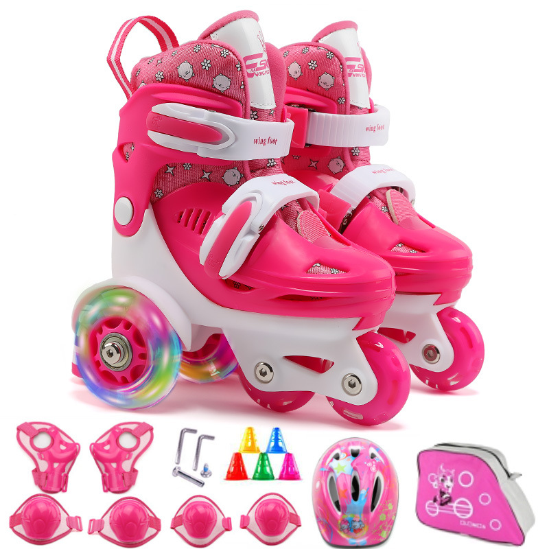 Manufacturer One Piece Dropshipping Skates Children&#039;s The Skating Shoes Flash Suit Baby Double Row Rollerskate