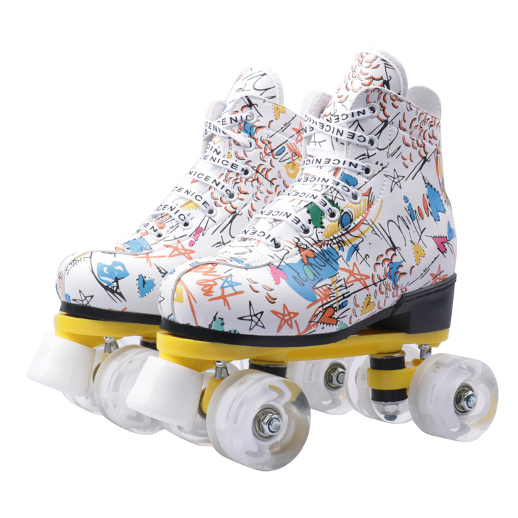 New Cool Skates Double Row the Skating Shoes TikTok Red Shoes Roller Skates Flash Heelys Skating Rink Hair Generation