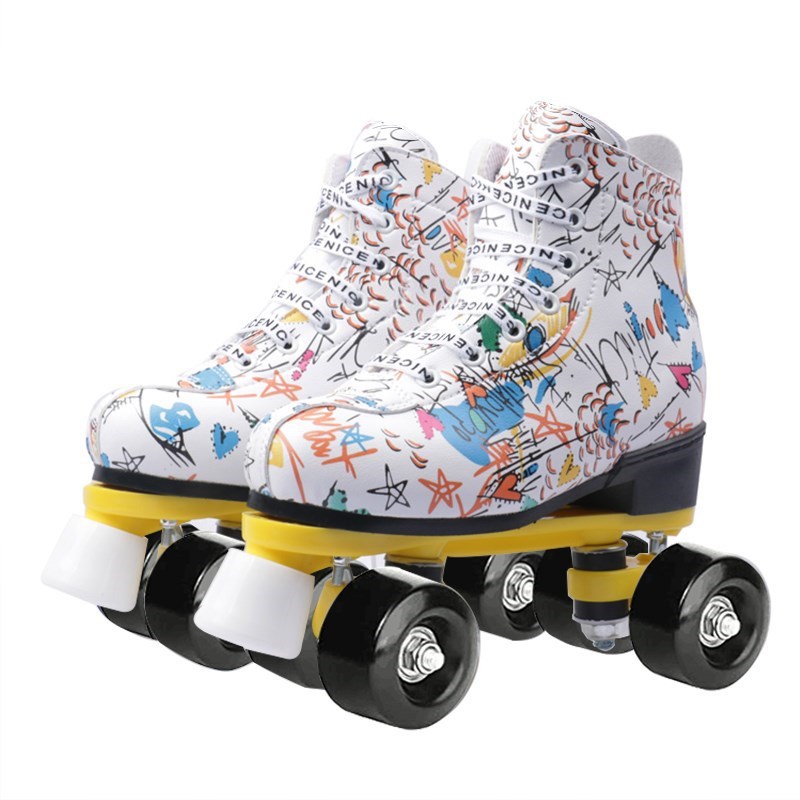 New Cool Skates Double Row the Skating Shoes TikTok Red Shoes Roller Skates Flash Heelys Skating Rink Hair Generation