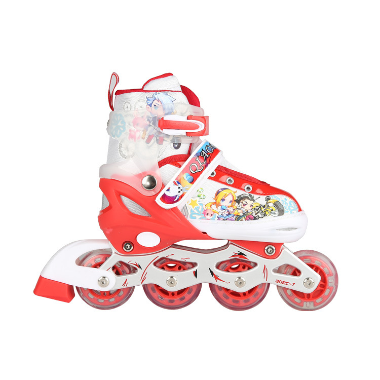 Qiao Feng Children&#039;s New Flash Inline Skating Shoes Cute Men and Women the Skating Shoes Adult Roller Skates Factory Wholesale