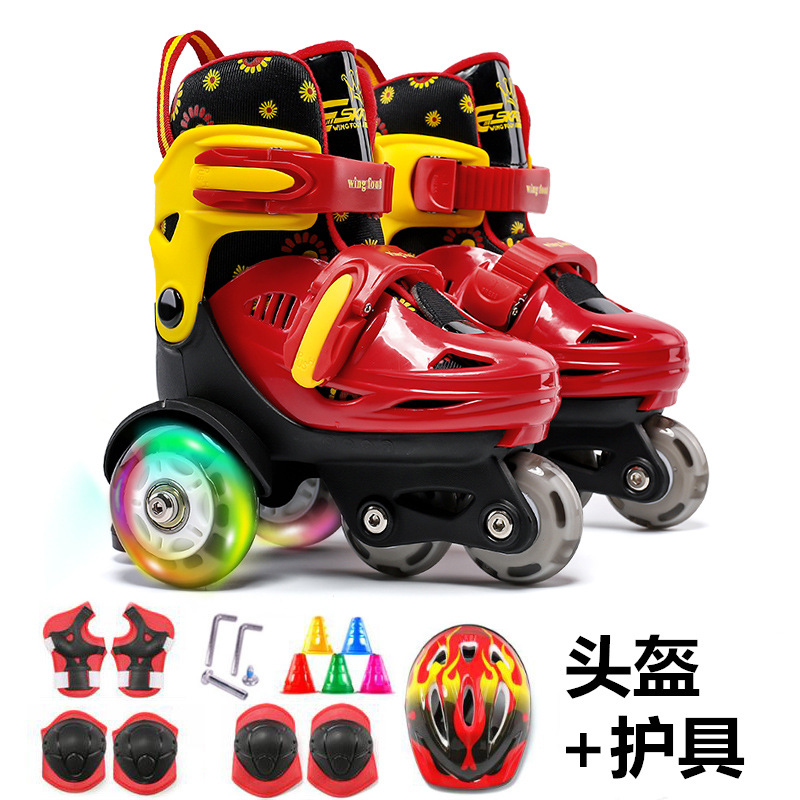 Factory Supply and Marketing One Piece Dropshipping Children the Skating Shoes Full Flash Set Skates Beginner Pulley Roller Skates