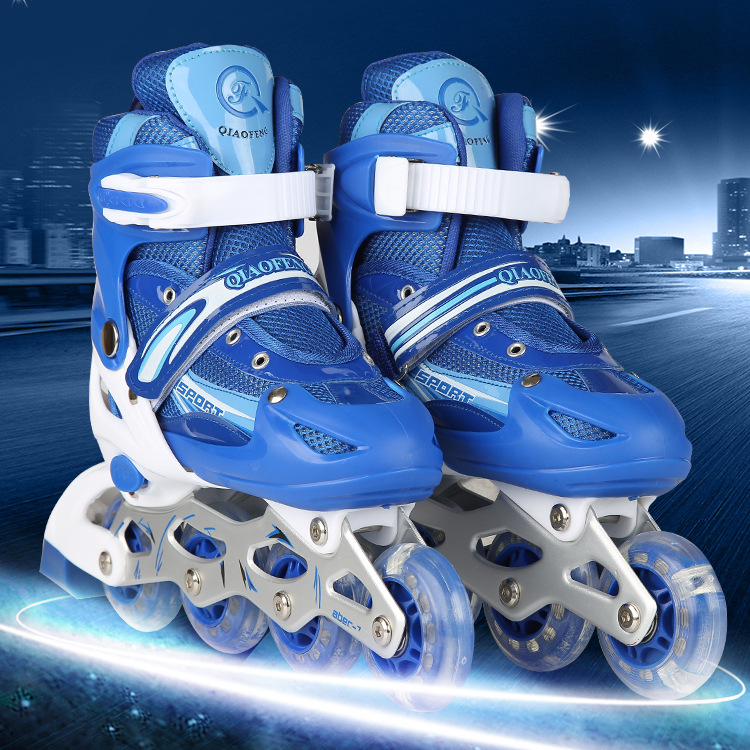 New Full Flash Children&#039;s Skates Men&#039;s and Women&#039;s Adult Roller Skates Super Slippery Straight-Row Roller Skate Factory Direct Sales Wholesale