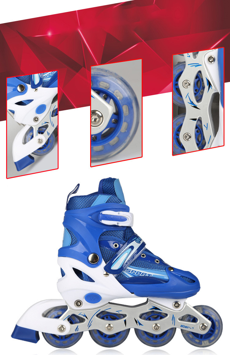 New Full Flash Children's Skates Men's and Women's Adult Roller Skates Super Slippery Straight-Row Roller Skate Factory Direct Sales Wholesale New Full Flash Children's Skates Men's and Women's Adult Roller Skates Super Slippery Straight-Row Roller Skate Factory Direct Sales Wholesale