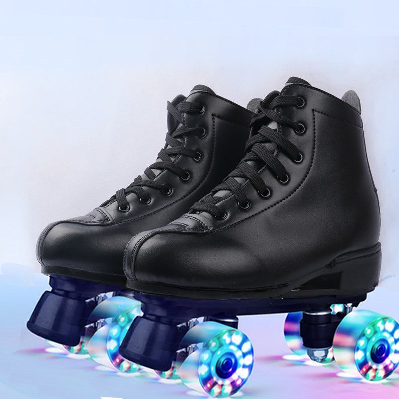 Adult Double Row the Skating Shoes Children Four Skates Adult Men and Women Roller Skates Flash Heelys Support Cheng E Sports