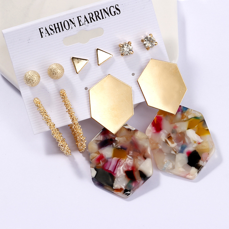 CrossBorder Accessories Popular Earrings Geometric Metal Acrylic Sheet Tassel Earings Set Ornament Whole CrossBorder Accessories Popular Earrings Geometric Metal Acrylic Sheet Tassel Earings Set Ornament Whole
