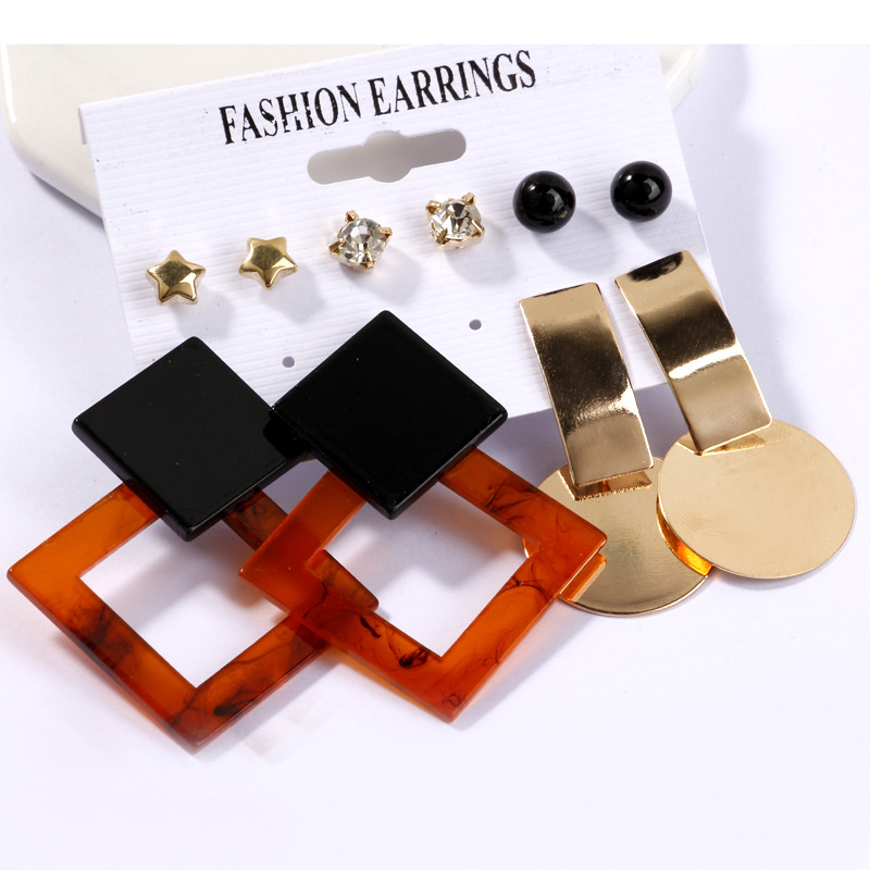 CrossBorder Accessories Popular Earrings Geometric Metal Acrylic Sheet Tassel Earings Set Ornament Whole CrossBorder Accessories Popular Earrings Geometric Metal Acrylic Sheet Tassel Earings Set Ornament Whole