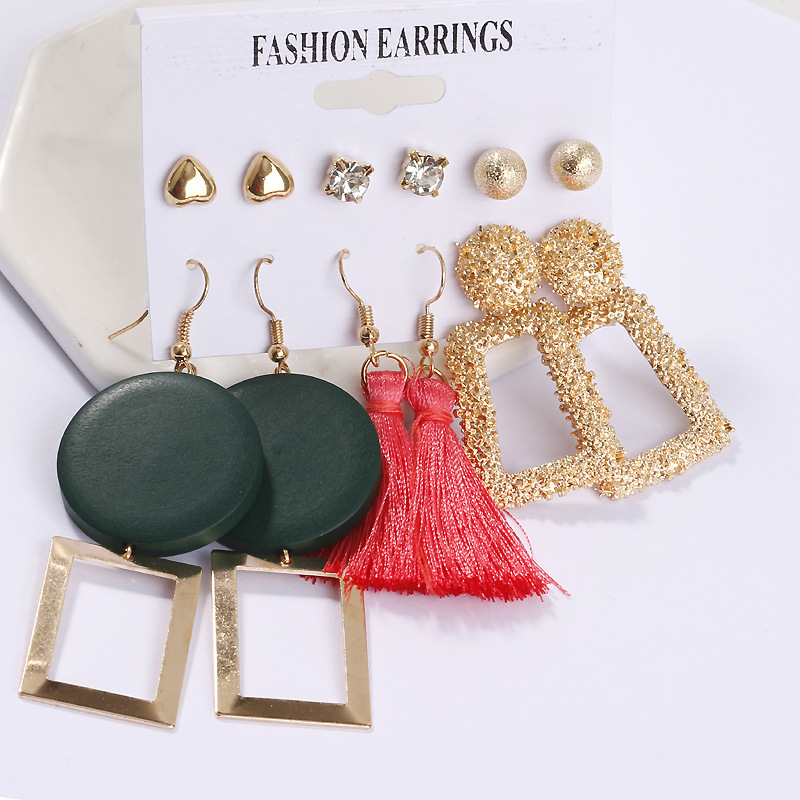 CrossBorder Accessories Popular Earrings Geometric Metal Acrylic Sheet Tassel Earings Set Ornament Whole CrossBorder Accessories Popular Earrings Geometric Metal Acrylic Sheet Tassel Earings Set Ornament Whole
