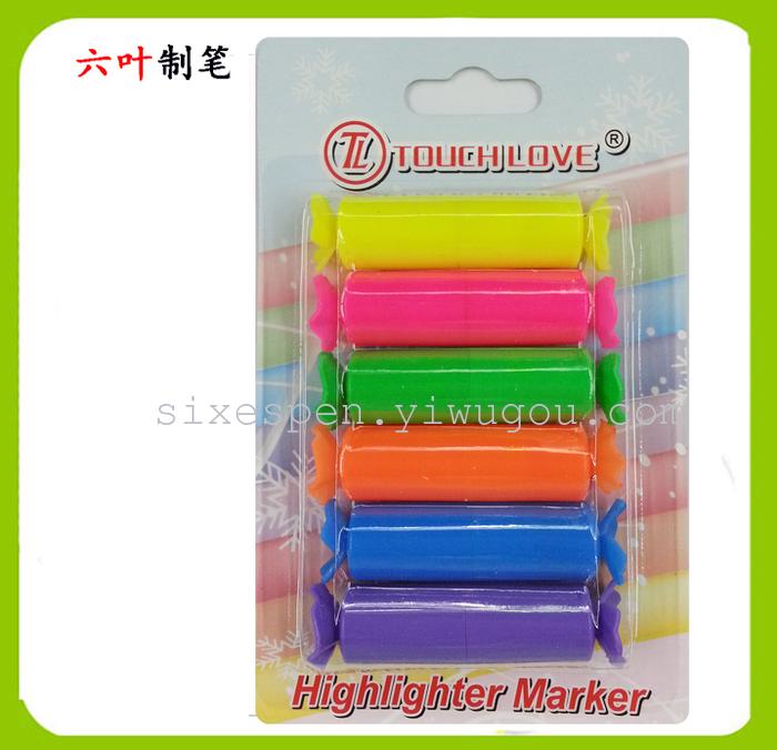 6 PCs blister card Candy colored highlighter 6 PCs blister card Candy colored highlighter