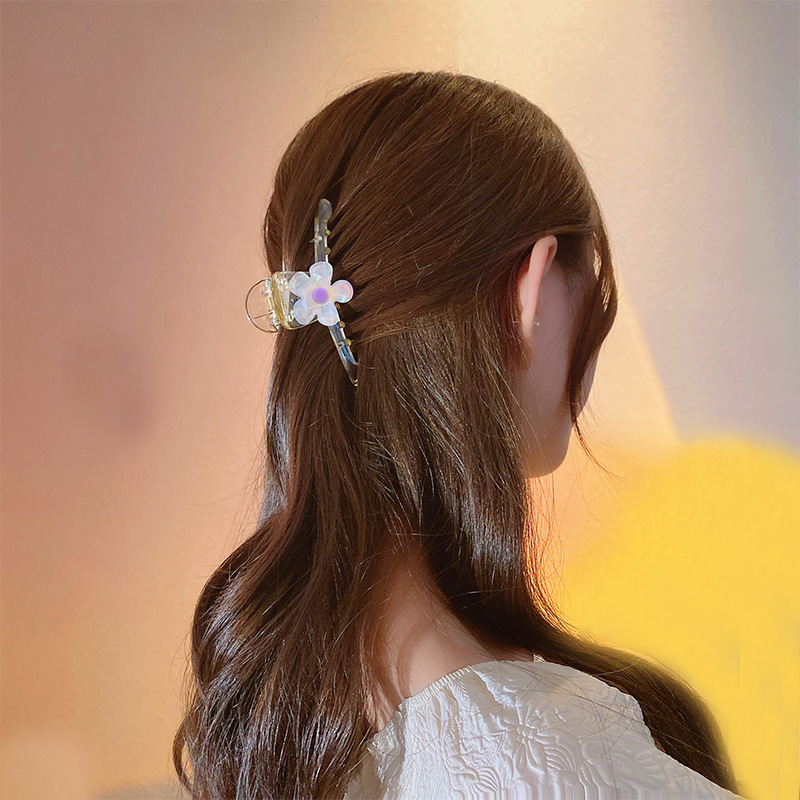 Korean Personal Influencer All-Match Barrettes Simple Acrylic Large Flower Updo Hair Back Head Hair Accessories for Women