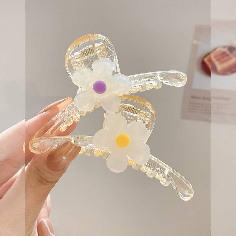Korean Personal Influencer All-Match Barrettes Simple Acrylic Large Flower Updo Hair Back Head Hair Accessories for Women