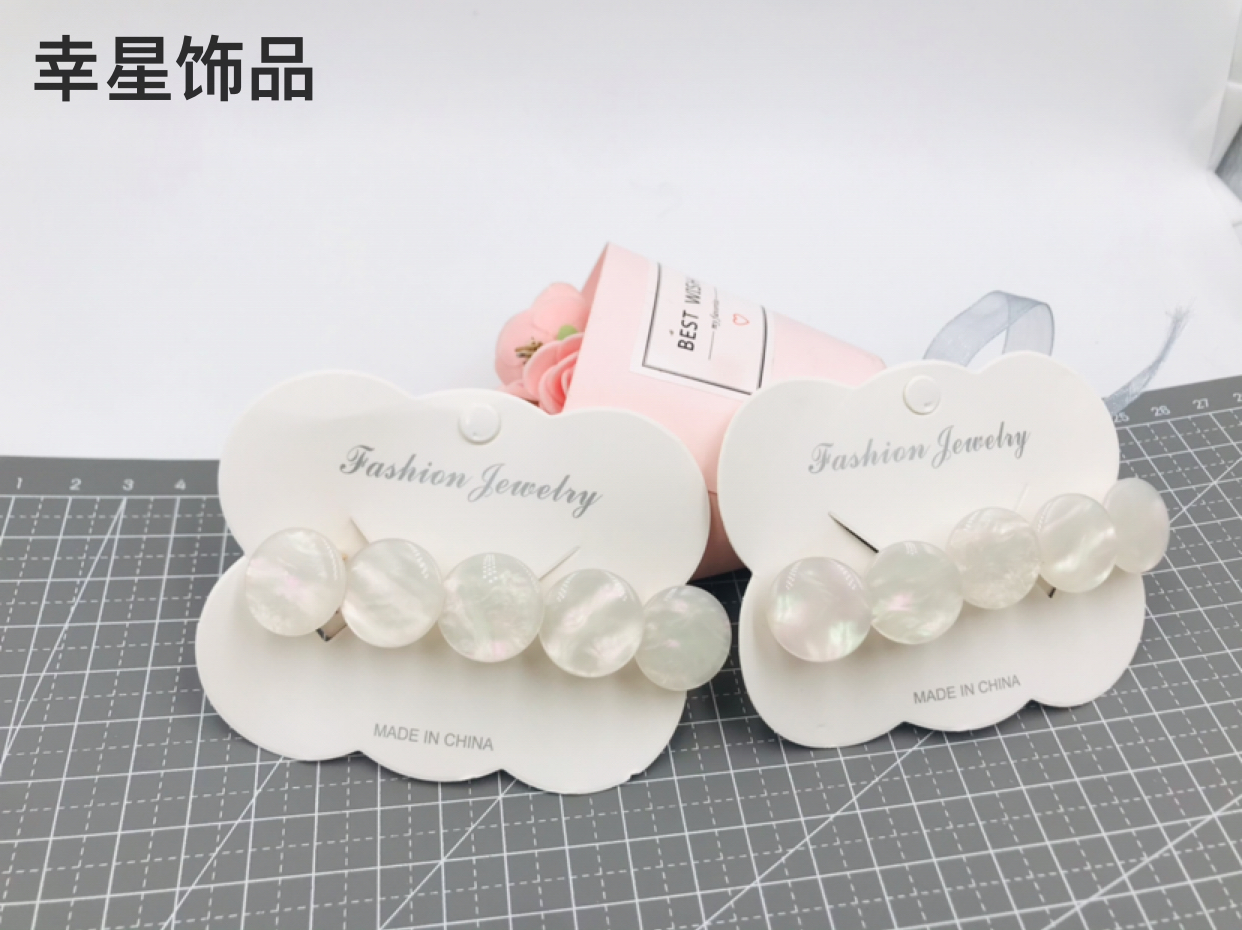 Acrylic Steel Clip Five round Alloy Spring Clip Fashion Ponytail Hairpin Clip