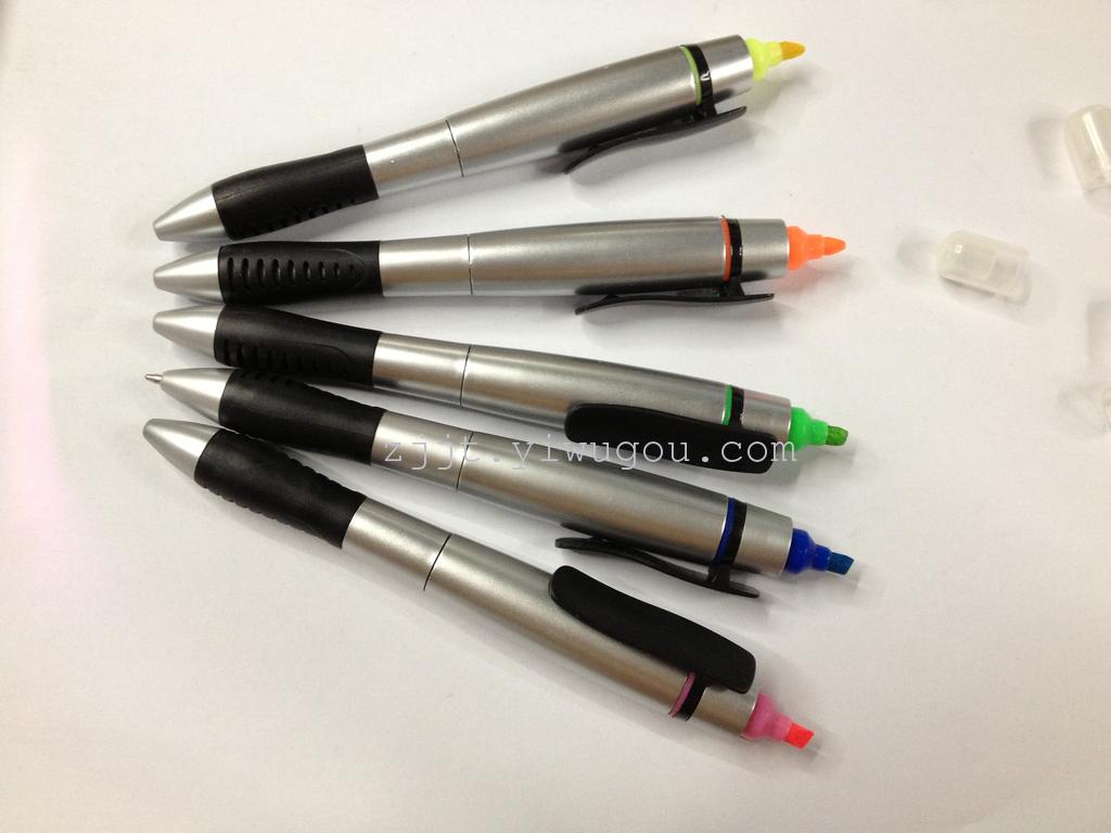 New Korean twin tip pen silver pole fluorescent pen cute flower bar highlighter