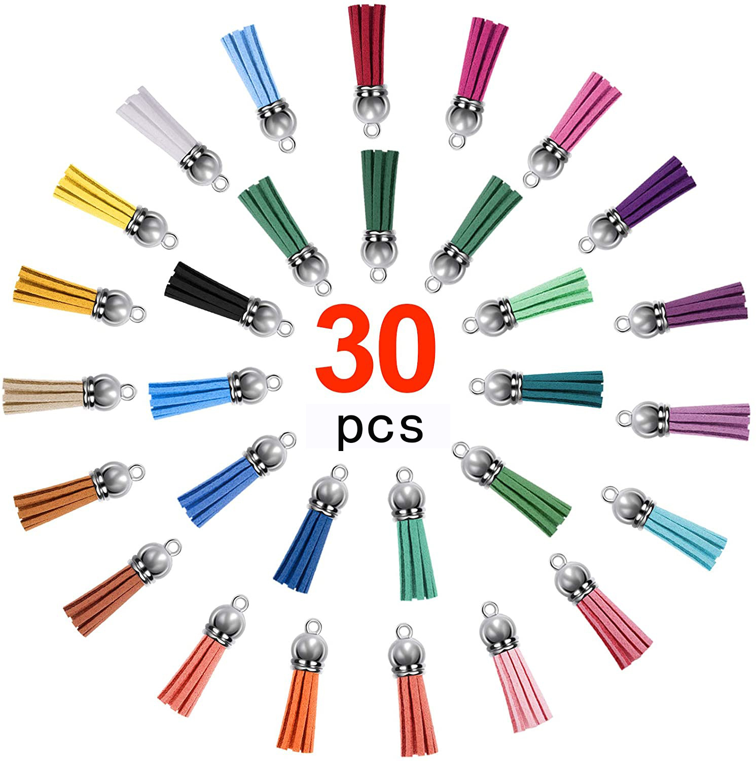 Creative Cross-Border DIY Crafts Multi-Color Tassel Pendant round Acrylic Key Chain Blank Pendant Set Wholesale