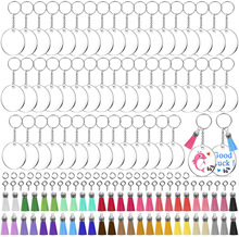 Creative Cross-Border DIY Crafts Multi-Color Tassel Pendant round Acrylic Key Chain Blank Pendant Set Wholesale Creative Cross-Border DIY Crafts Multi-Color Tassel Pendant round Acrylic Key Chain Blank Pendant Set Wholesale