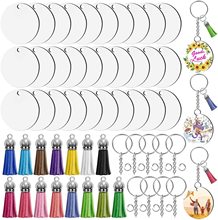 Creative Cross-Border DIY Crafts Multi-Color Tassel Pendant round Acrylic Key Chain Blank Pendant Set Wholesale Creative Cross-Border DIY Crafts Multi-Color Tassel Pendant round Acrylic Key Chain Blank Pendant Set Wholesale