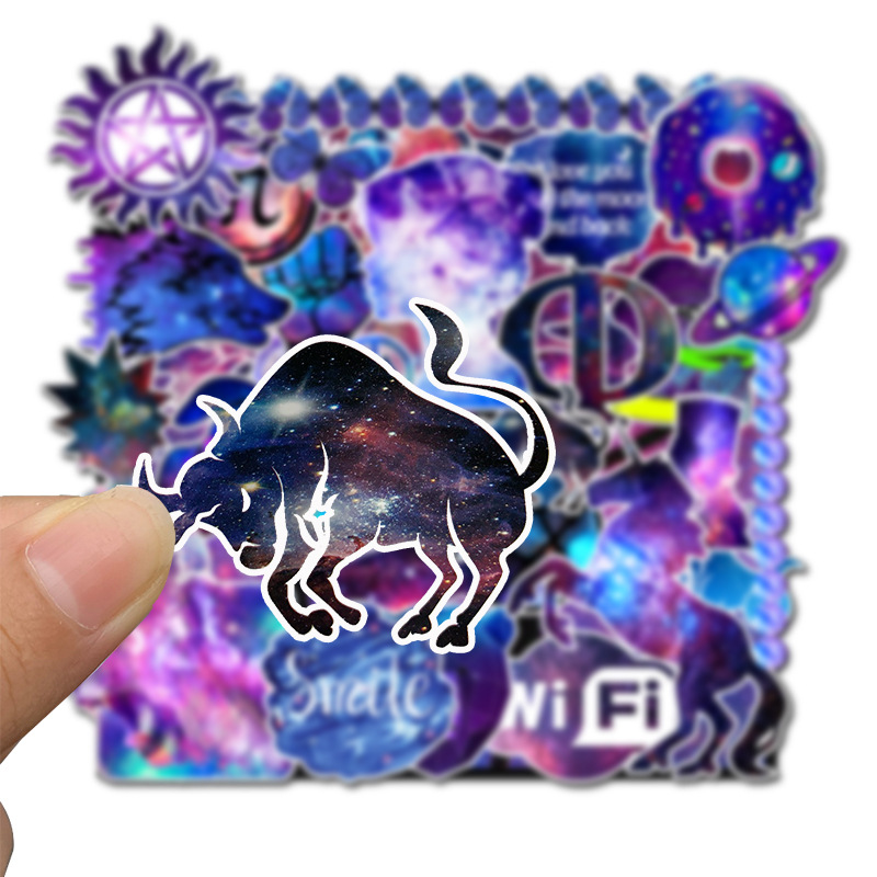 35 Pieces Do Not Repeat Starry Sky Cartoon Stickers Amazon Wish Popular Graffiti Stickers Luggage Skateboard Sticker
