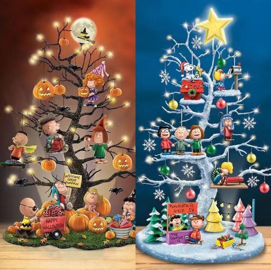 Independent Station Illuminated Halloween Tree Halloween Acrylic Cartoon Christmas Tree Desktop Tree