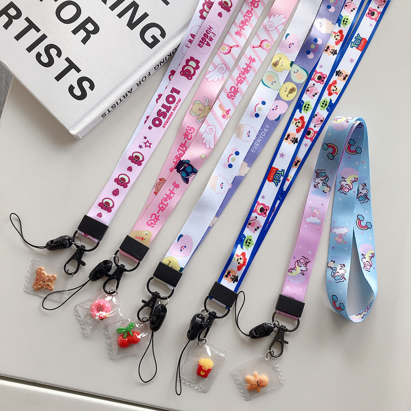 Unisex Cartoon Mobile Phone Lanyard Exhibition Certificate Hanging Rope Spring Fastener Polyester Rope Acrylic Pendant Dual-Use