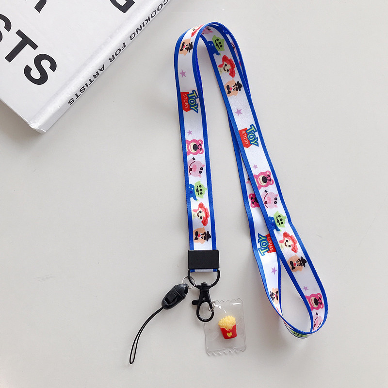 Unisex Cartoon Mobile Phone Lanyard Exhibition Certificate Hanging Rope Spring Fastener Polyester Rope Acrylic Pendant Dual-Use
