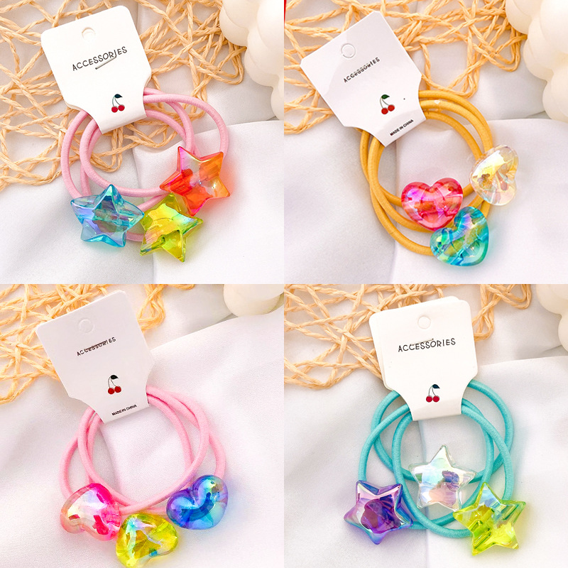 New Korean Style Cute Hair String Love Hair Accessories Internet Celebrity Ins Rubber Band Hair Ring Laser Acrylic Headdress Flower Headwear