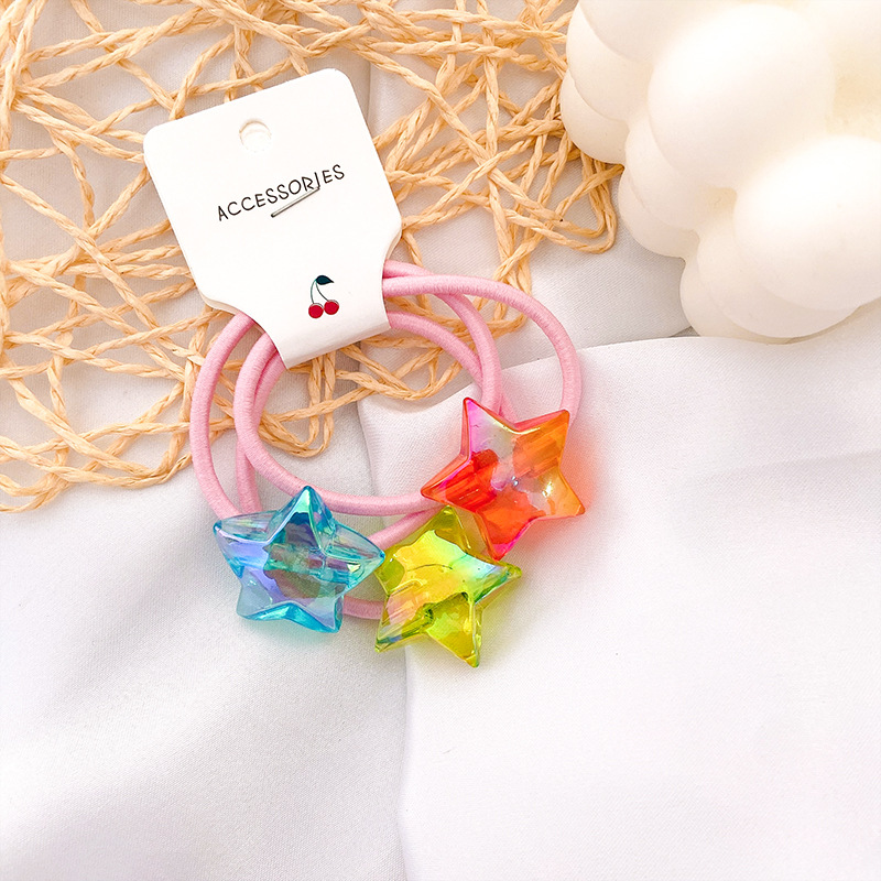 New Korean Style Cute Hair String Love Hair Accessories Internet Celebrity Ins Rubber Band Hair Ring Laser Acrylic Headdress Flower Headwear