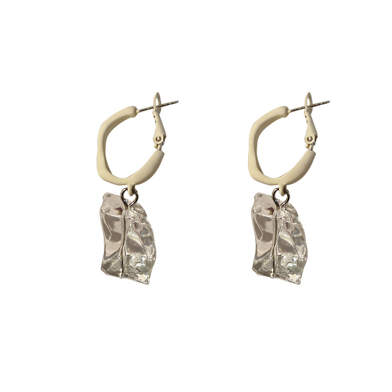 925 Silver Needle Korean Irregular Transparent Acrylic Earrings Ins Style Baroque Special-Interest Design Ear Clips Earrings Women