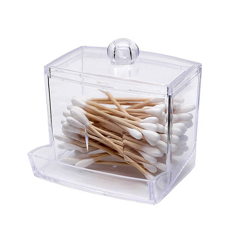 Transparent Cotton Box Leaky Cotton Swab Storage Box Bathroom Jar Acrylic Jewelry Storage Box Plastic Cosmetic Container