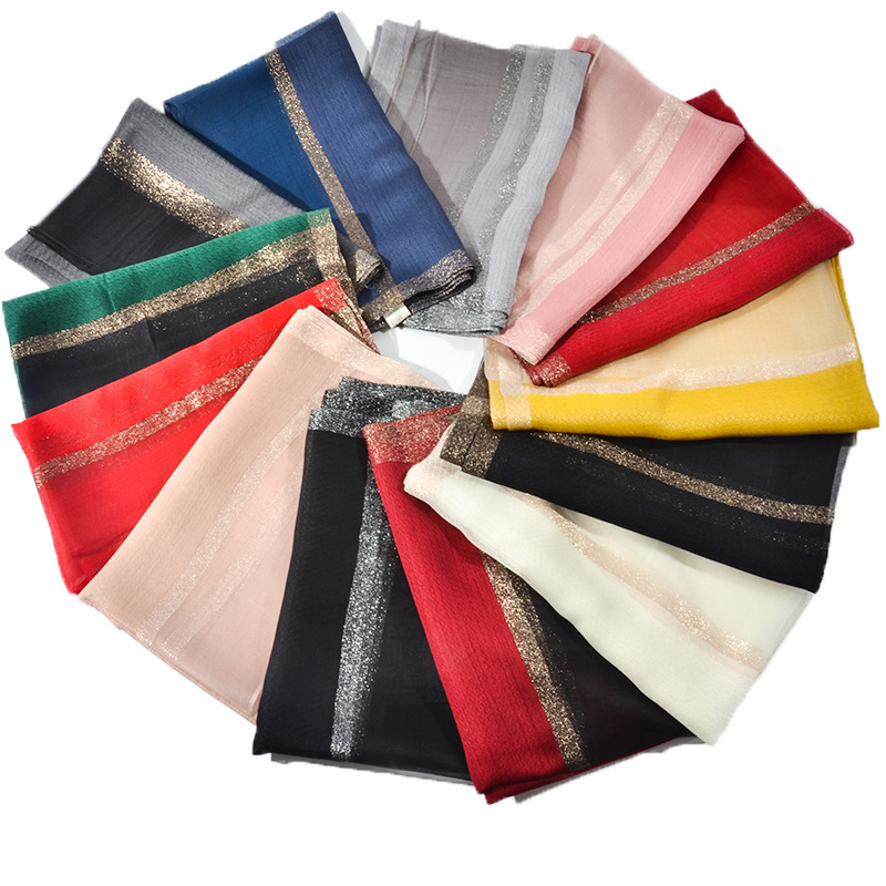 New Korean Style Pure Color Silk Acrylic Scarf Women&#039;s Long Scarf Gold Sequined Scarf Summer Sunscreen Shawl