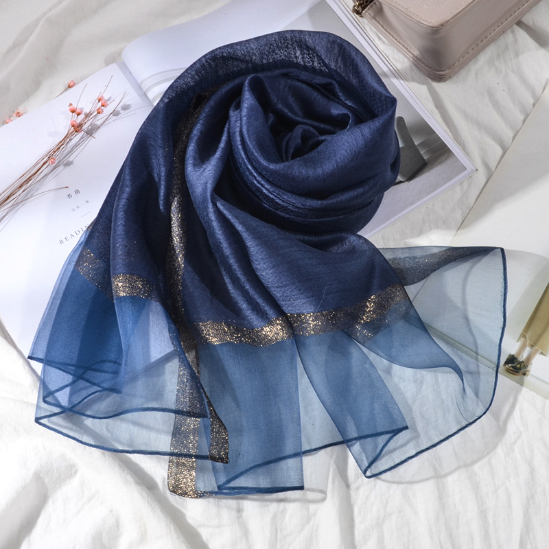 New Korean Style Pure Color Silk Acrylic Scarf Women's Long Scarf Gold Sequined Scarf Summer Sunscreen Shawl New Korean Style Pure Color Silk Acrylic Scarf Women's Long Scarf Gold Sequined Scarf Summer Sunscreen Shawl