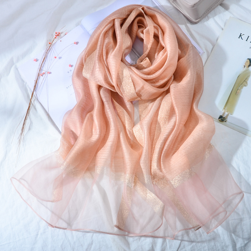 New Korean Style Pure Color Silk Acrylic Scarf Women's Long Scarf Gold Sequined Scarf Summer Sunscreen Shawl New Korean Style Pure Color Silk Acrylic Scarf Women's Long Scarf Gold Sequined Scarf Summer Sunscreen Shawl