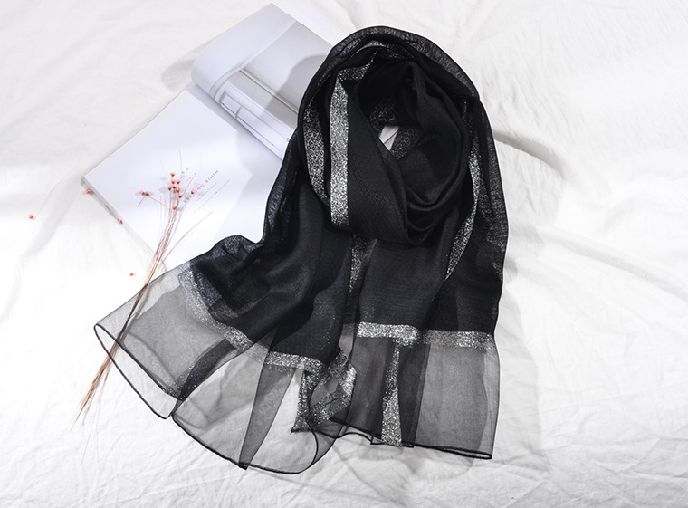 New Korean Style Pure Color Silk Acrylic Scarf Women's Long Scarf Gold Sequined Scarf Summer Sunscreen Shawl New Korean Style Pure Color Silk Acrylic Scarf Women's Long Scarf Gold Sequined Scarf Summer Sunscreen Shawl