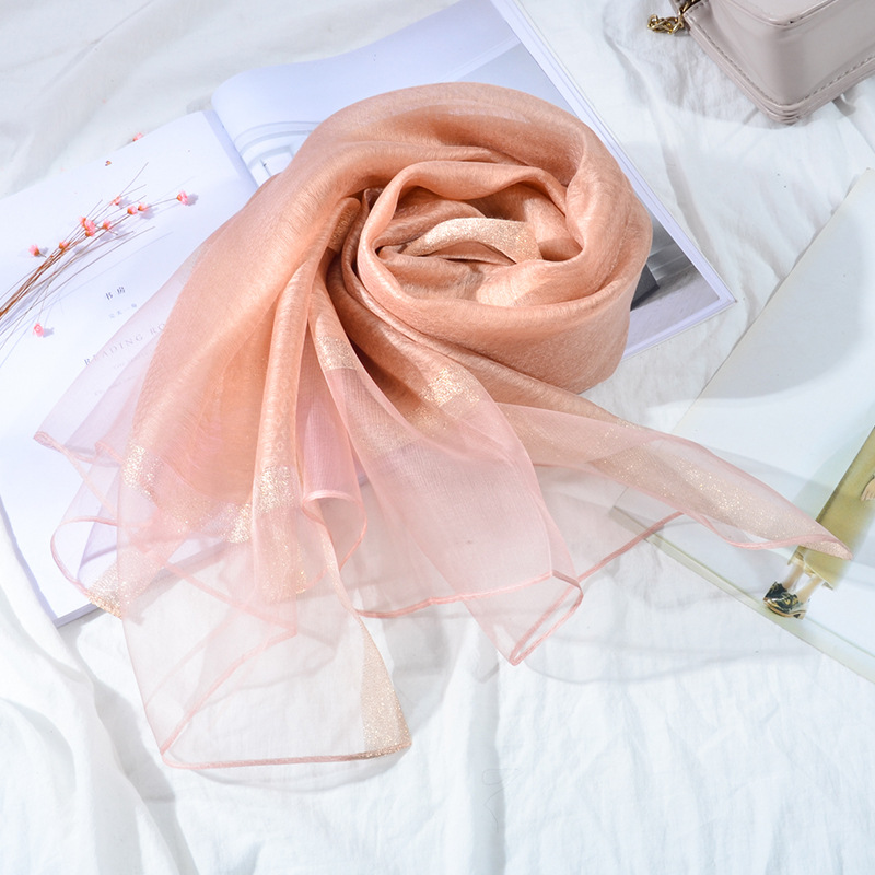 New Korean Style Pure Color Silk Acrylic Scarf Women's Long Scarf Gold Sequined Scarf Summer Sunscreen Shawl New Korean Style Pure Color Silk Acrylic Scarf Women's Long Scarf Gold Sequined Scarf Summer Sunscreen Shawl