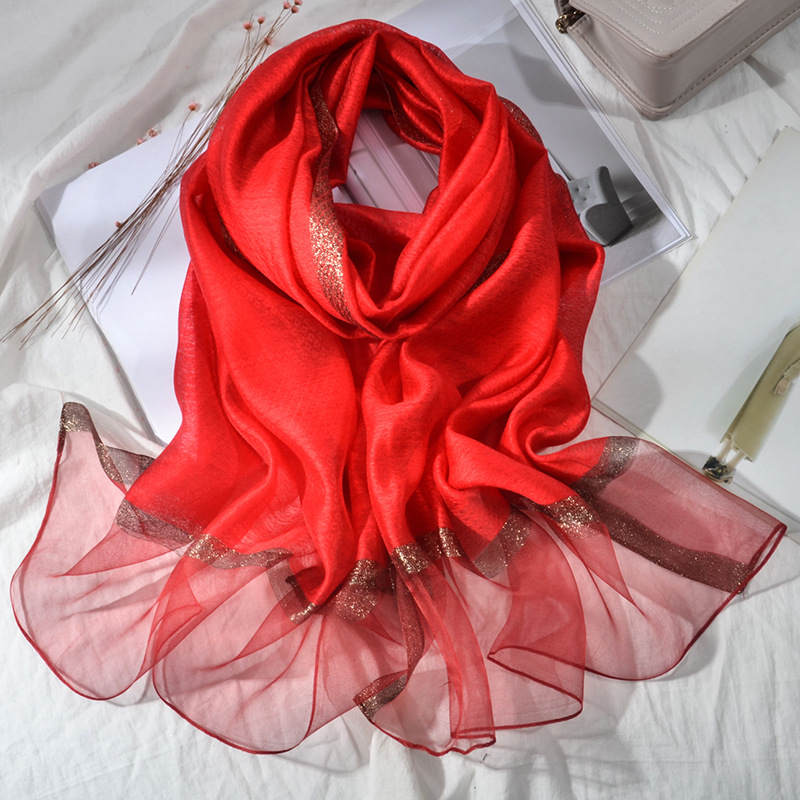 New Korean Style Pure Color Silk Acrylic Scarf Women's Long Scarf Gold Sequined Scarf Summer Sunscreen Shawl New Korean Style Pure Color Silk Acrylic Scarf Women's Long Scarf Gold Sequined Scarf Summer Sunscreen Shawl