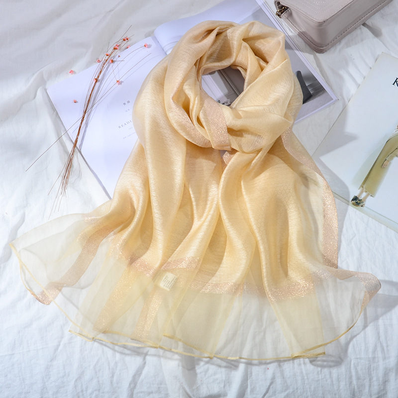 New Korean Style Pure Color Silk Acrylic Scarf Women's Long Scarf Gold Sequined Scarf Summer Sunscreen Shawl New Korean Style Pure Color Silk Acrylic Scarf Women's Long Scarf Gold Sequined Scarf Summer Sunscreen Shawl