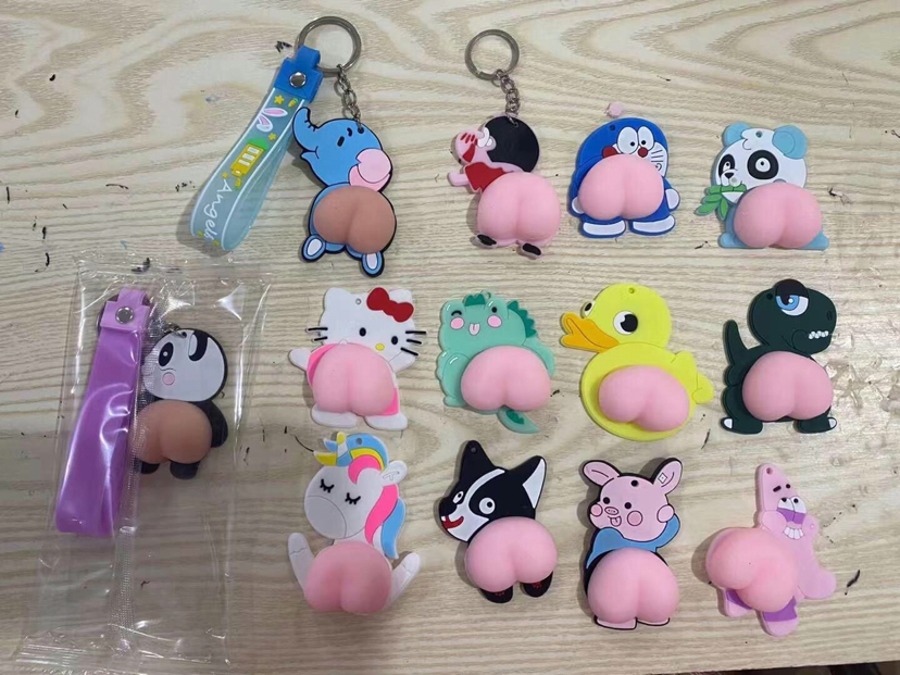 Ass Sticker Keychain Cartoon Animal Ass Sticker Keychain Pendant Little Elephant Little Duck Puppy Little Horse New