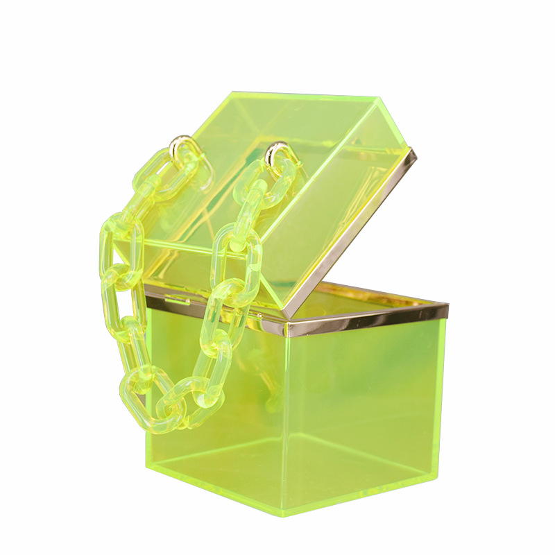 Cross-Border Transparent Square Box Acrylic Bag Women's European and American Fashion Resin Chain Gel Bag Crossbody Portable Small Square Bag Cross-Border Transparent Square Box Acrylic Bag Women's European and American Fashion Resin Chain Gel Bag Crossbody Portable Small Square Bag