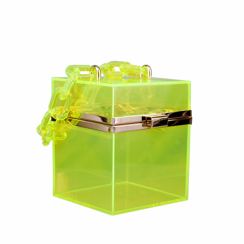 Cross-Border Transparent Square Box Acrylic Bag Women's European and American Fashion Resin Chain Gel Bag Crossbody Portable Small Square Bag Cross-Border Transparent Square Box Acrylic Bag Women's European and American Fashion Resin Chain Gel Bag Crossbody Portable Small Square Bag