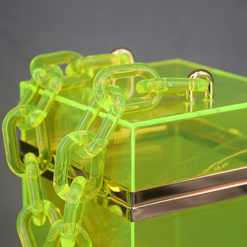 Cross-Border Transparent Square Box Acrylic Bag Women's European and American Fashion Resin Chain Gel Bag Crossbody Portable Small Square Bag Cross-Border Transparent Square Box Acrylic Bag Women's European and American Fashion Resin Chain Gel Bag Crossbody Portable Small Square Bag