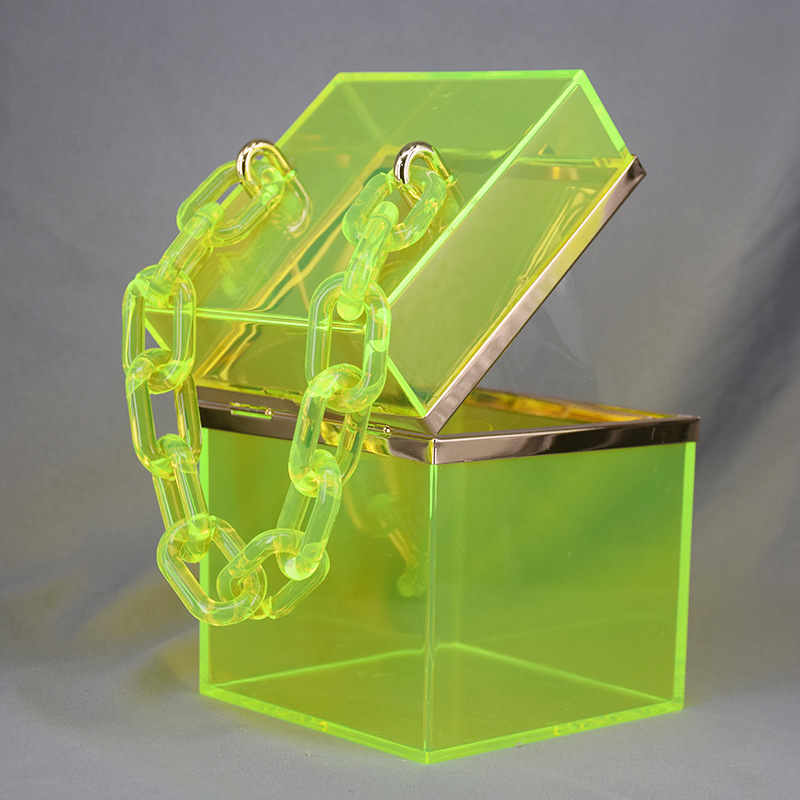 Cross-Border Transparent Square Box Acrylic Bag Women's European and American Fashion Resin Chain Gel Bag Crossbody Portable Small Square Bag Cross-Border Transparent Square Box Acrylic Bag Women's European and American Fashion Resin Chain Gel Bag Crossbody Portable Small Square Bag