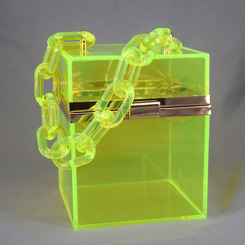 Cross-Border Transparent Square Box Acrylic Bag Women's European and American Fashion Resin Chain Gel Bag Crossbody Portable Small Square Bag Cross-Border Transparent Square Box Acrylic Bag Women's European and American Fashion Resin Chain Gel Bag Crossbody Portable Small Square Bag