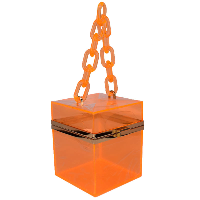 Cross-Border Transparent Square Box Acrylic Bag Women's European and American Fashion Resin Chain Gel Bag Crossbody Portable Small Square Bag Cross-Border Transparent Square Box Acrylic Bag Women's European and American Fashion Resin Chain Gel Bag Crossbody Portable Small Square Bag