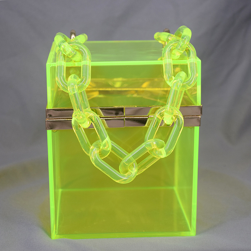 Cross-Border Transparent Square Box Acrylic Bag Women's European and American Fashion Resin Chain Gel Bag Crossbody Portable Small Square Bag Cross-Border Transparent Square Box Acrylic Bag Women's European and American Fashion Resin Chain Gel Bag Crossbody Portable Small Square Bag