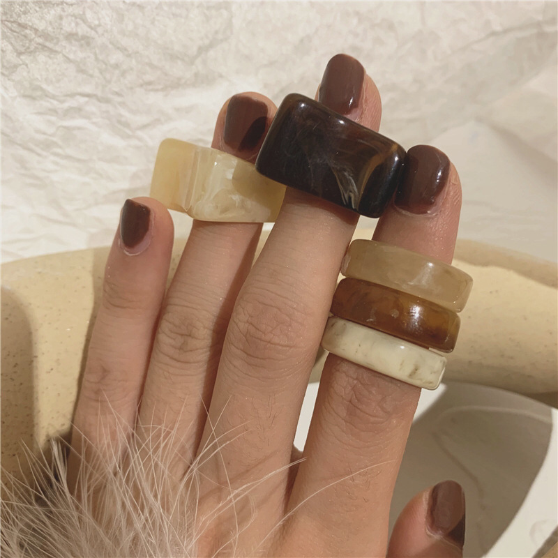 Japanese and Korean Niche Normcore Bag Ins Style Resin Acrylic Amber Blooming Personality Modeling Ring Rings Mori Girl Series Japanese and Korean Niche Normcore Bag Ins Style Resin Acrylic Amber Blooming Personality Modeling Ring Rings Mori Girl Series