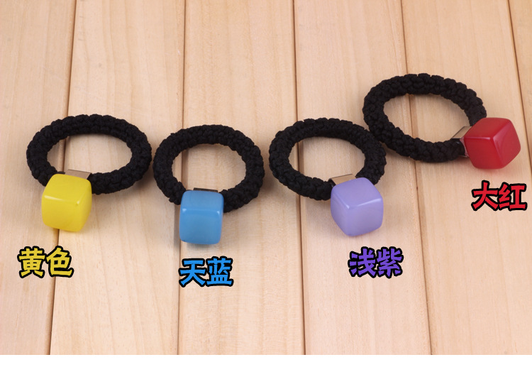 Acrylic candy color ring hair rope small box shaped elastic jelly color flower Acrylic candy color ring hair rope small box shaped elastic jelly color flower