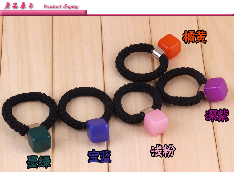Acrylic candy color ring hair rope small box shaped elastic jelly color flower Acrylic candy color ring hair rope small box shaped elastic jelly color flower