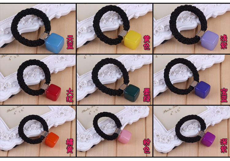 Acrylic candy color ring hair rope small box shaped elastic jelly color flower Acrylic candy color ring hair rope small box shaped elastic jelly color flower